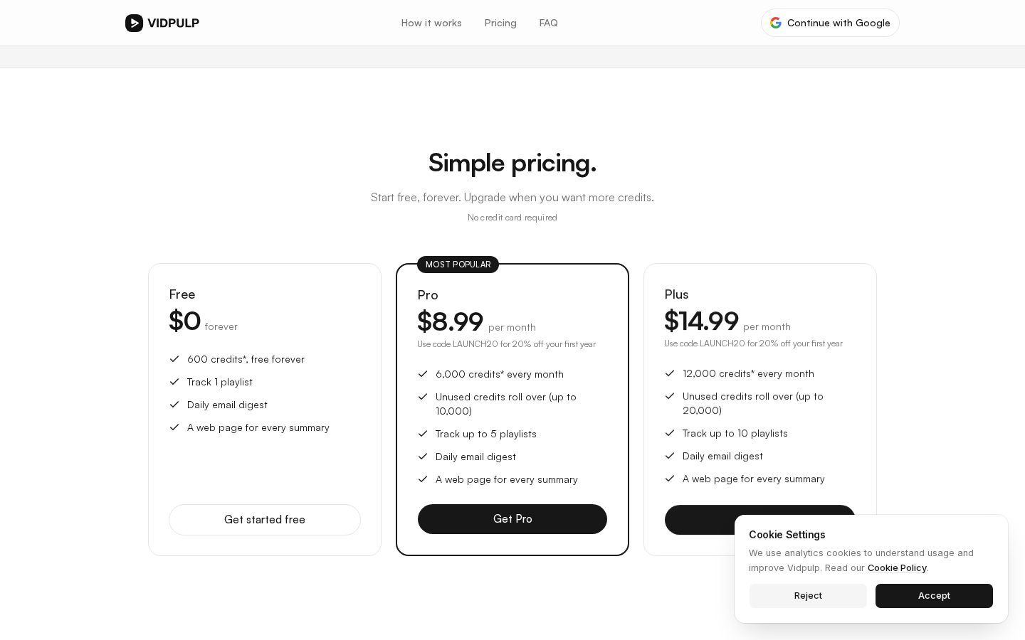 Vidpulp Pricing