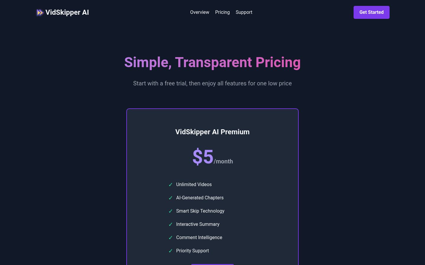 VidSkipper AI Pricing