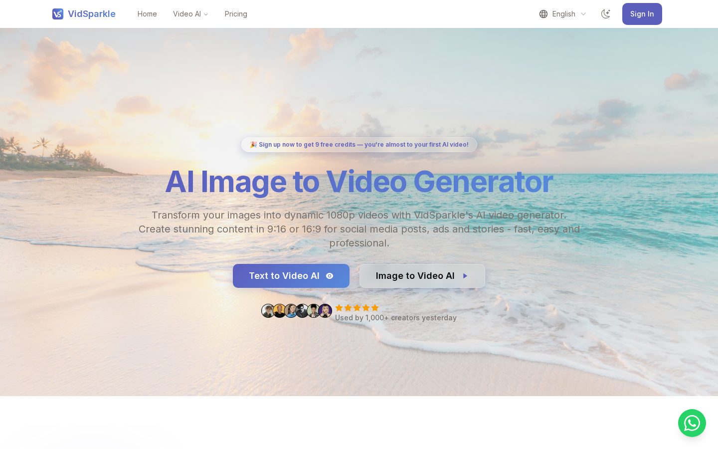 VidSparkle Homepage
