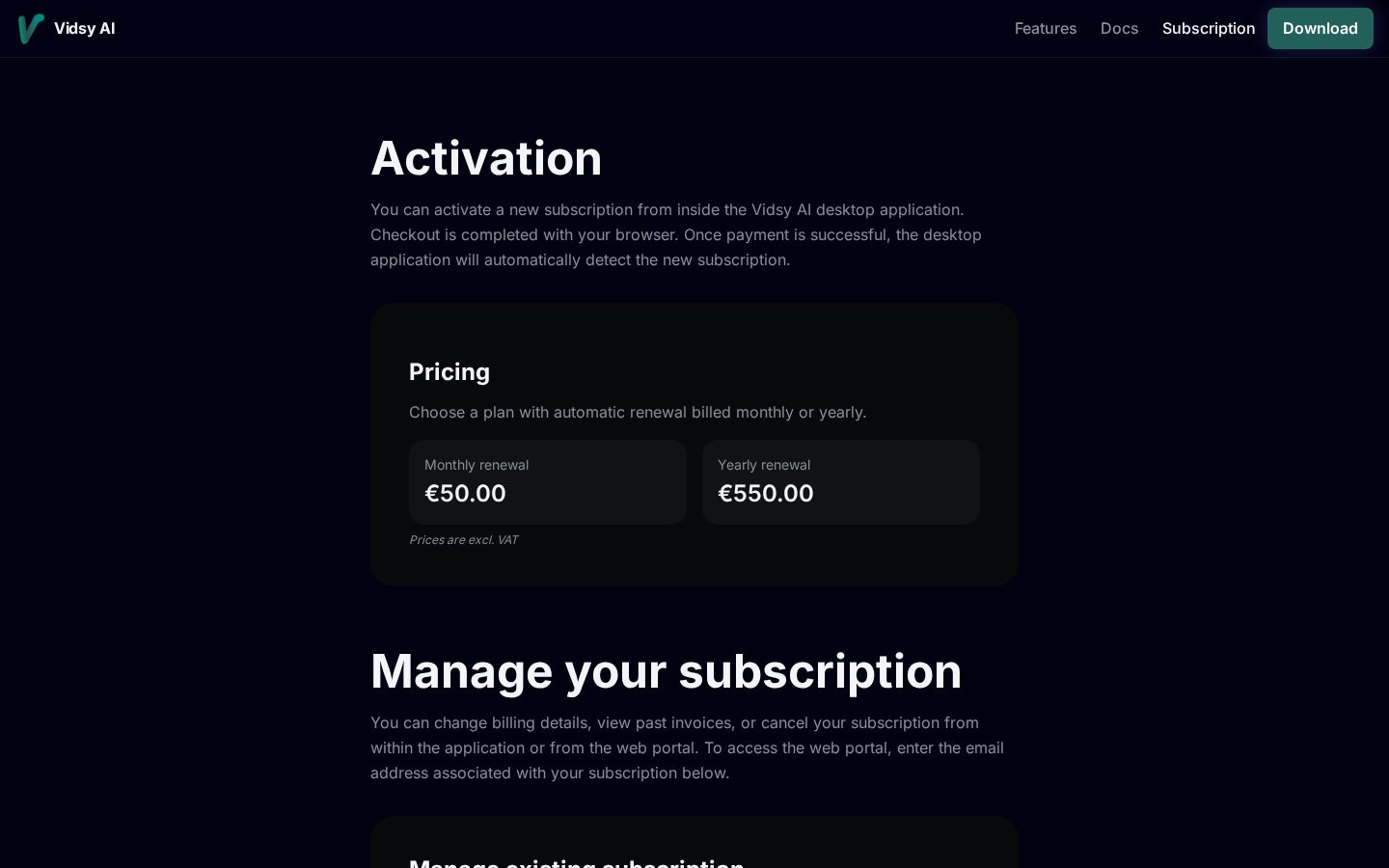 Vidsy.ai Pricing