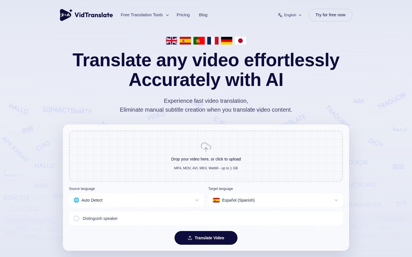 VidTranslate Homepage