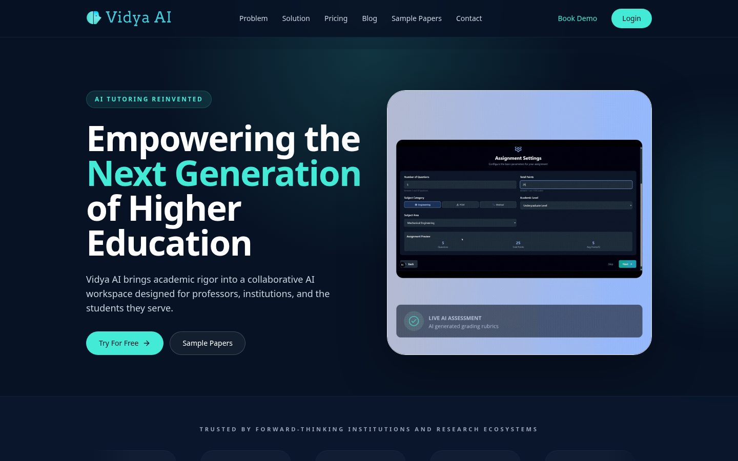 Vidya Ai Homepage