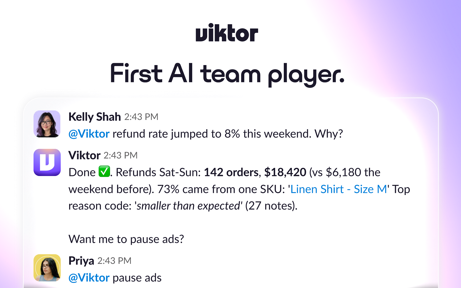First AI team player.