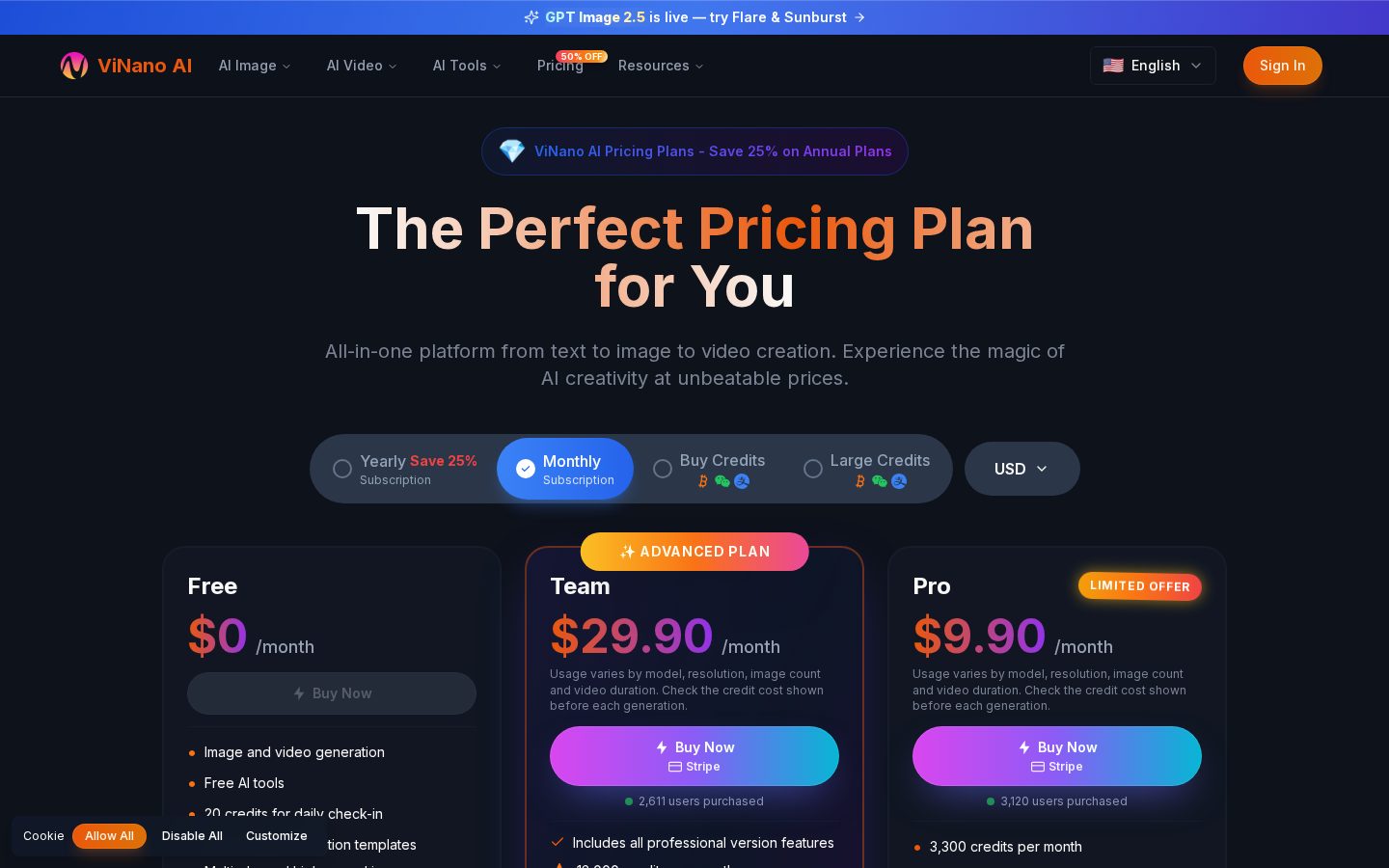 ViNano AI Pricing