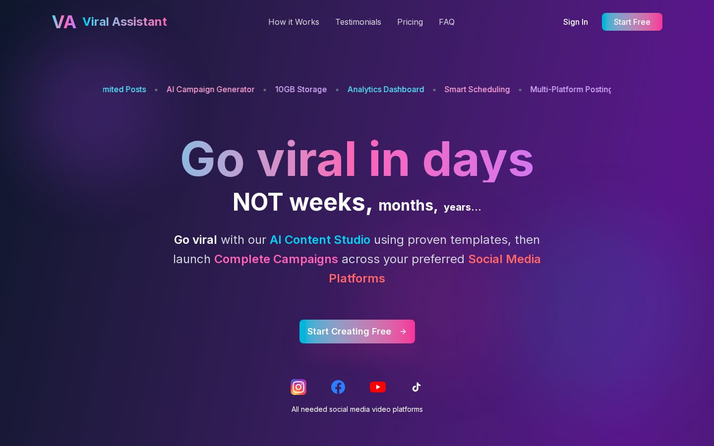 Viral Assistant Homepage