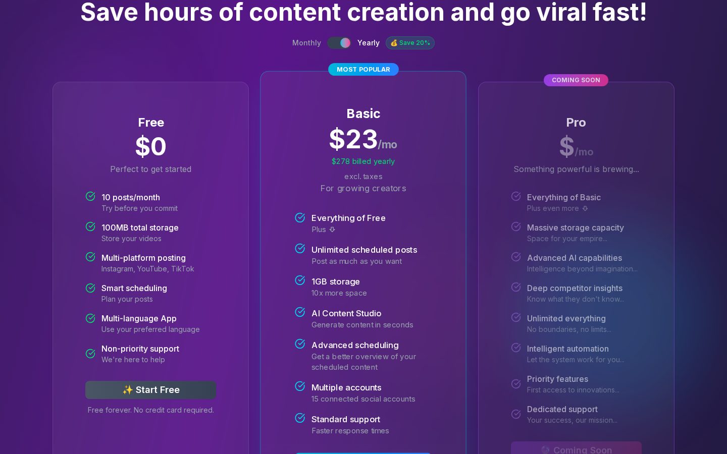 Viral Assistant Pricing