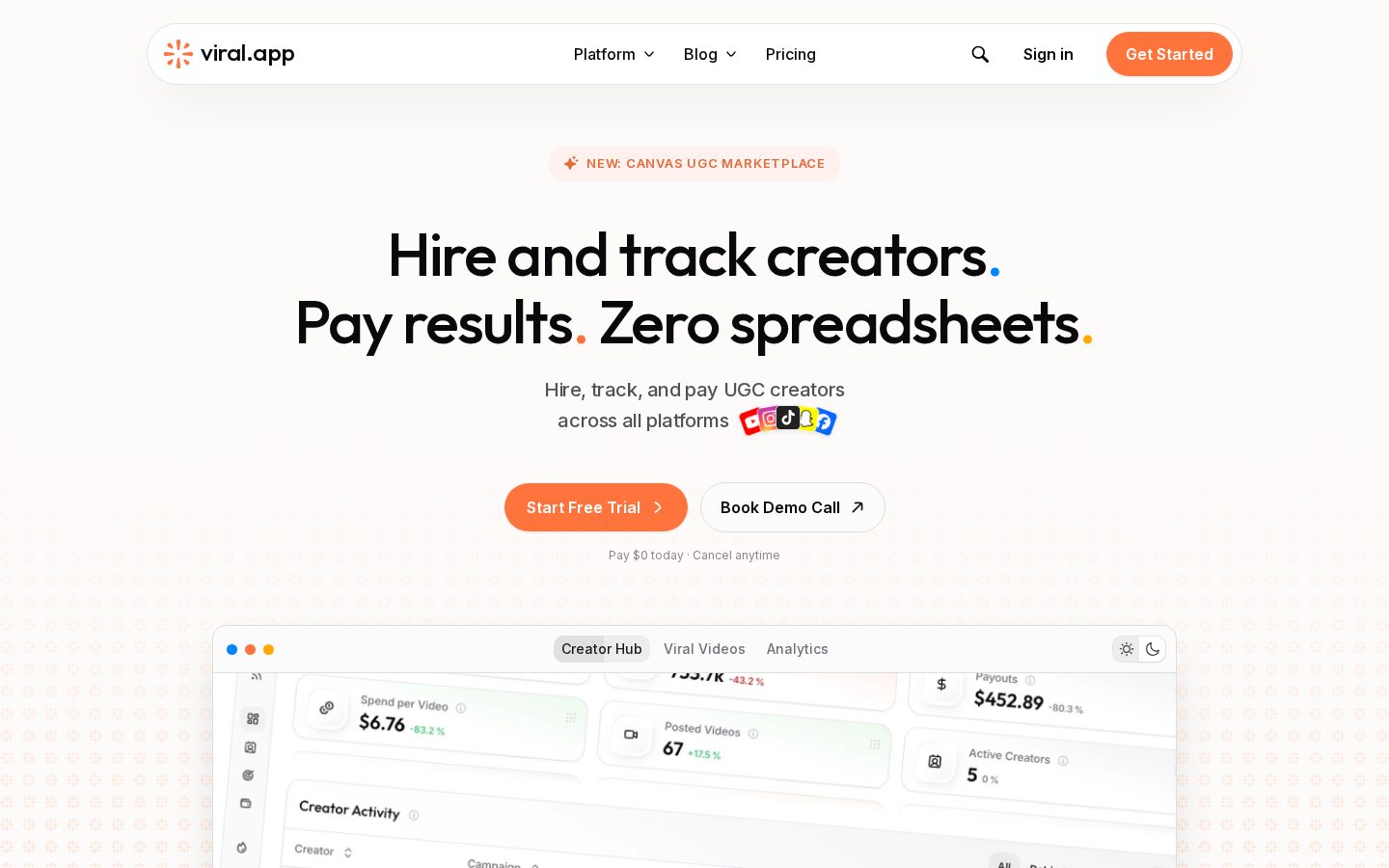 viral.app Homepage