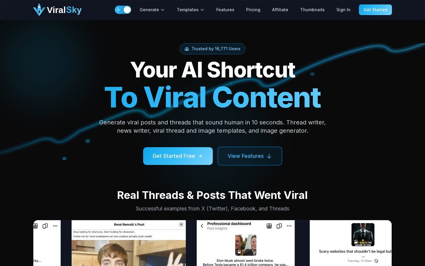ViralSky Homepage
