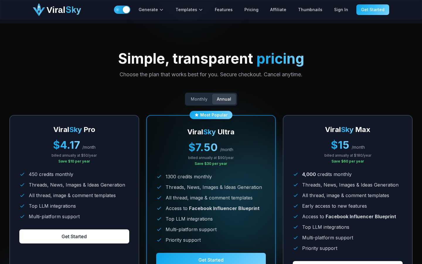 ViralSky Pricing