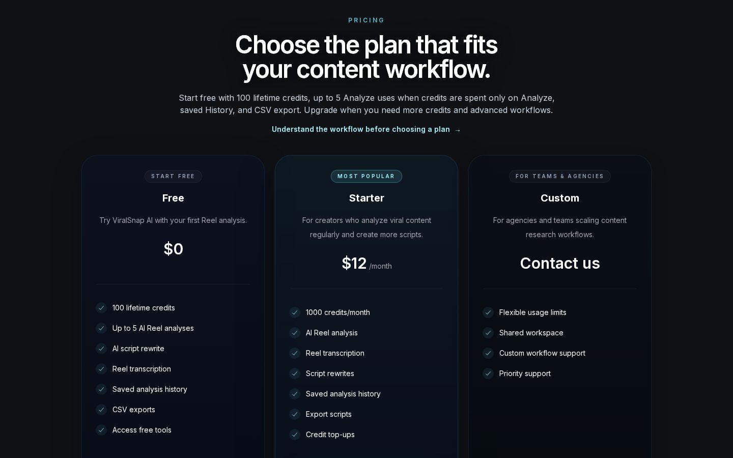 ViralSnap Pricing