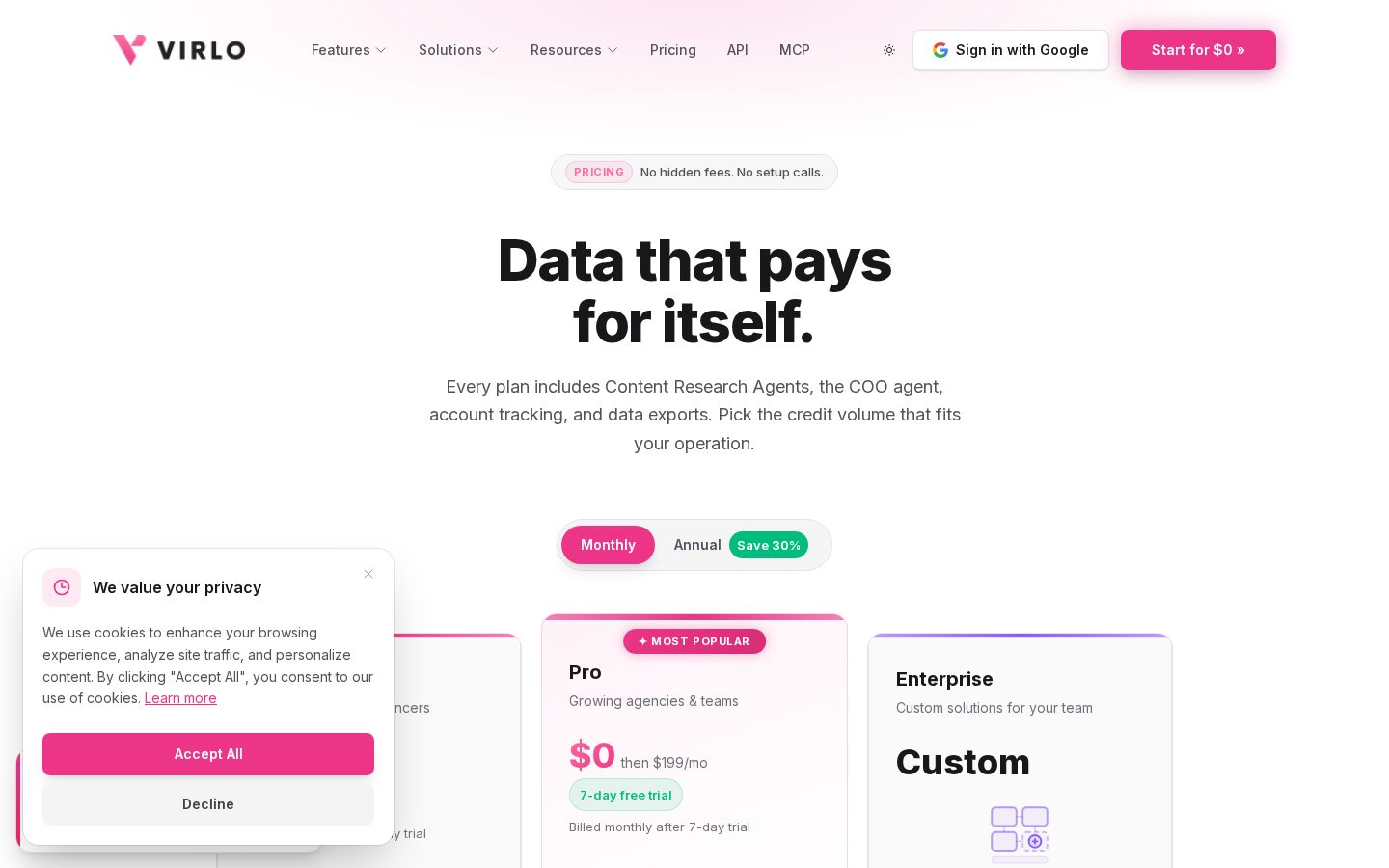Virlo Pricing