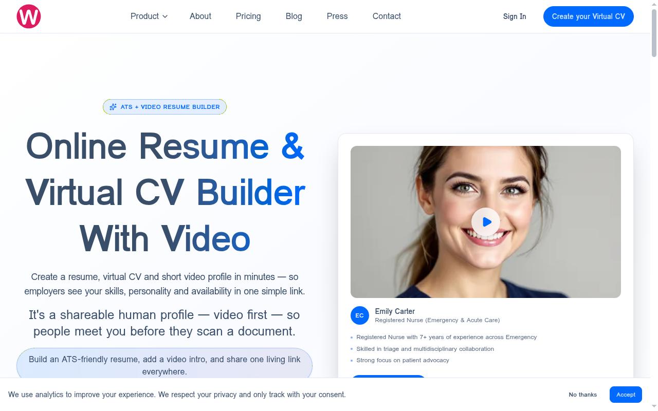 Virtual CV Homepage