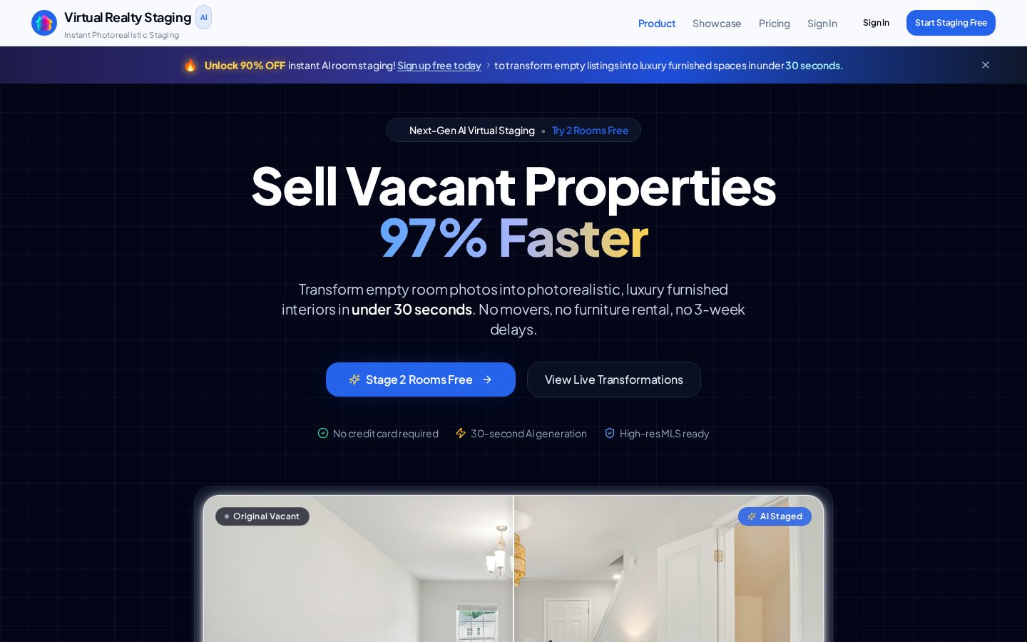 Virtual Realty Staging, powered by AI Homepage