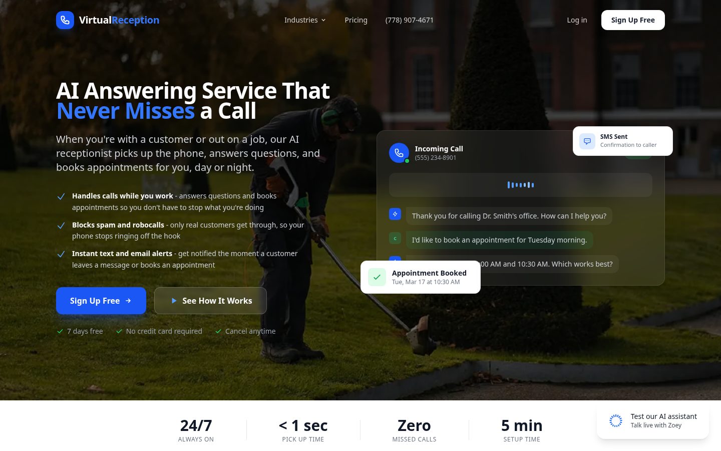 VirtualReception.AI Homepage
