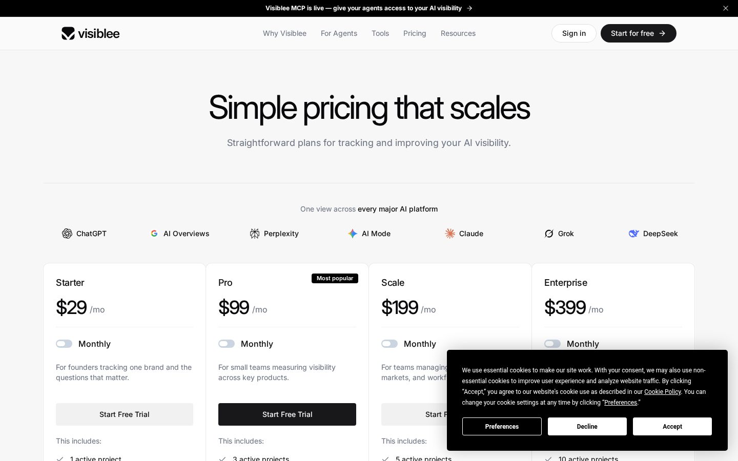 Visiblee Pricing