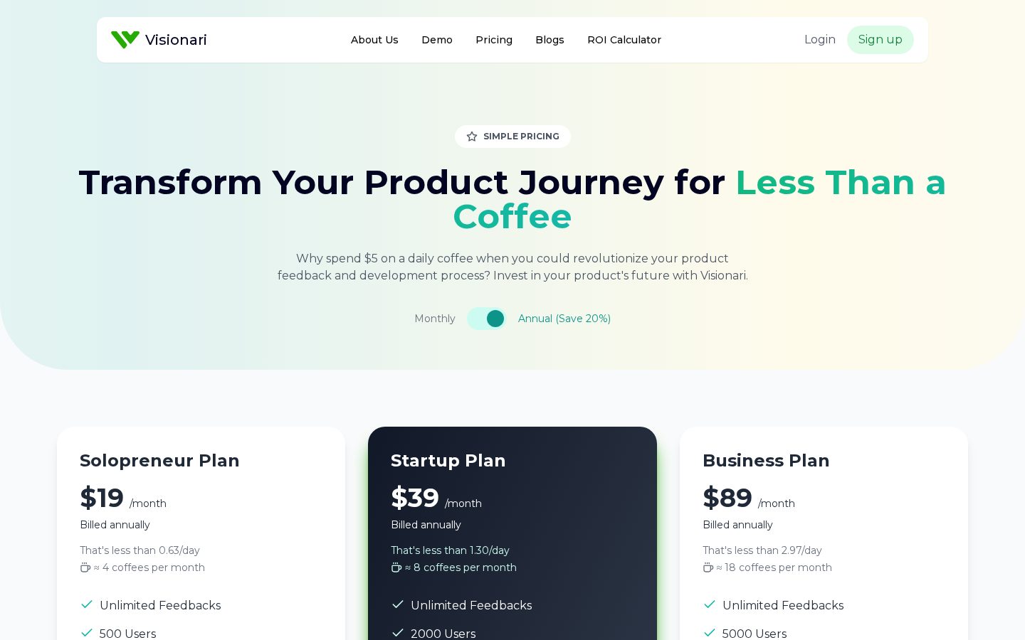 Visionari AI Pricing