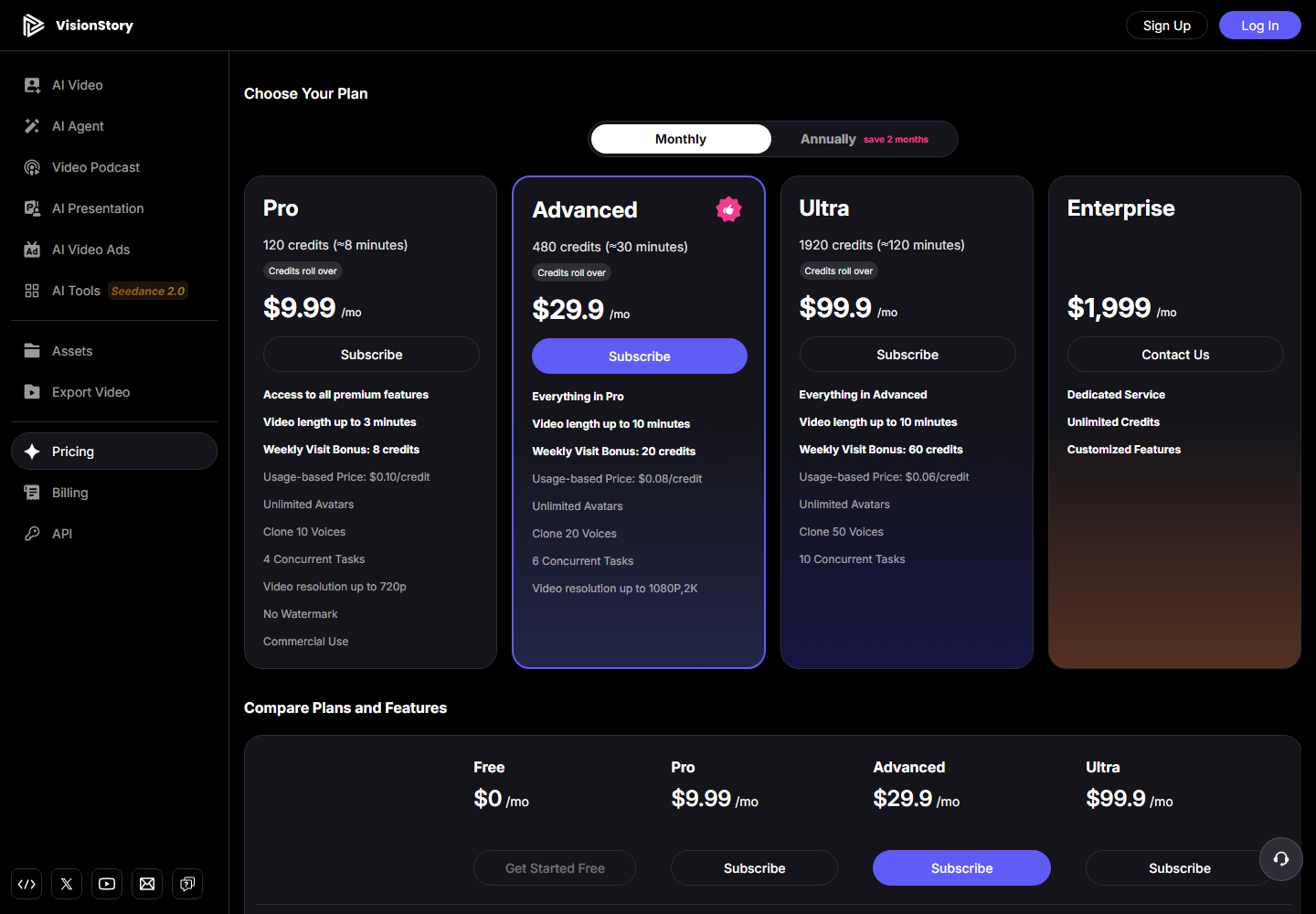 VisionStory pricing