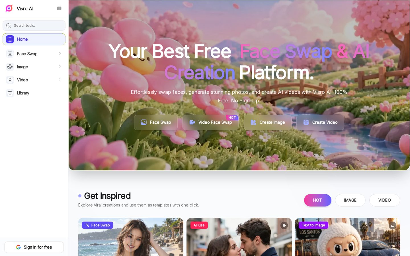 Visro AI Homepage