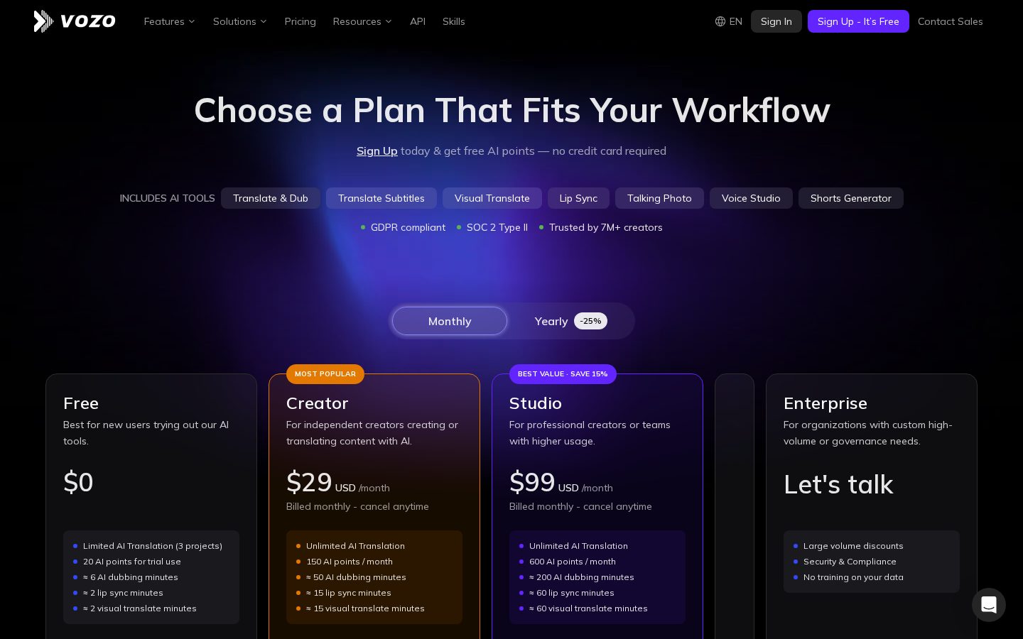Visual Translate by Vozo Pricing