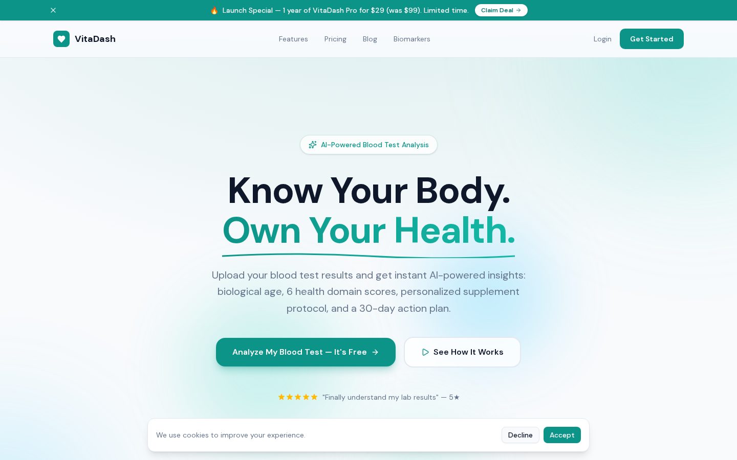 VitaDash Homepage