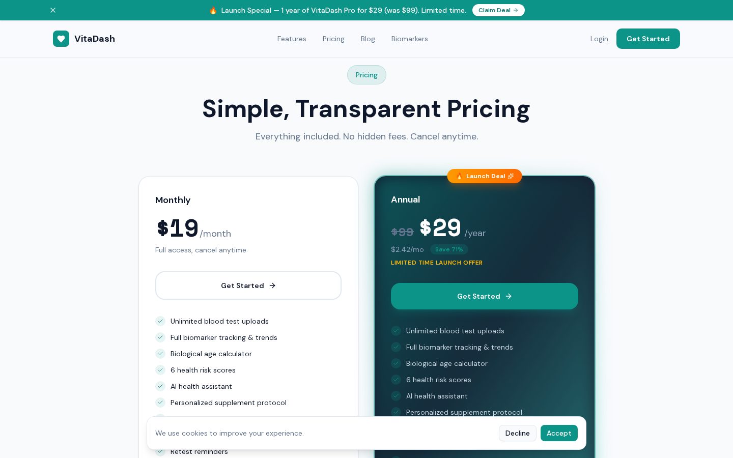VitaDash Pricing