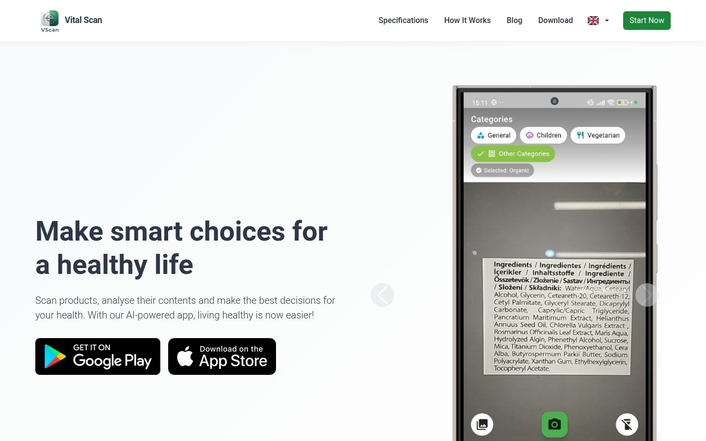 Vital Scan Homepage