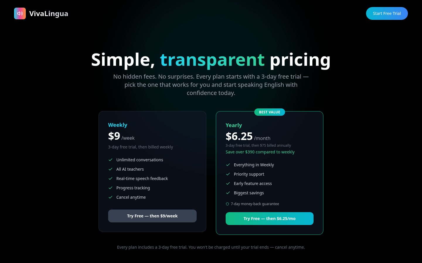 Viva Lingua Pricing