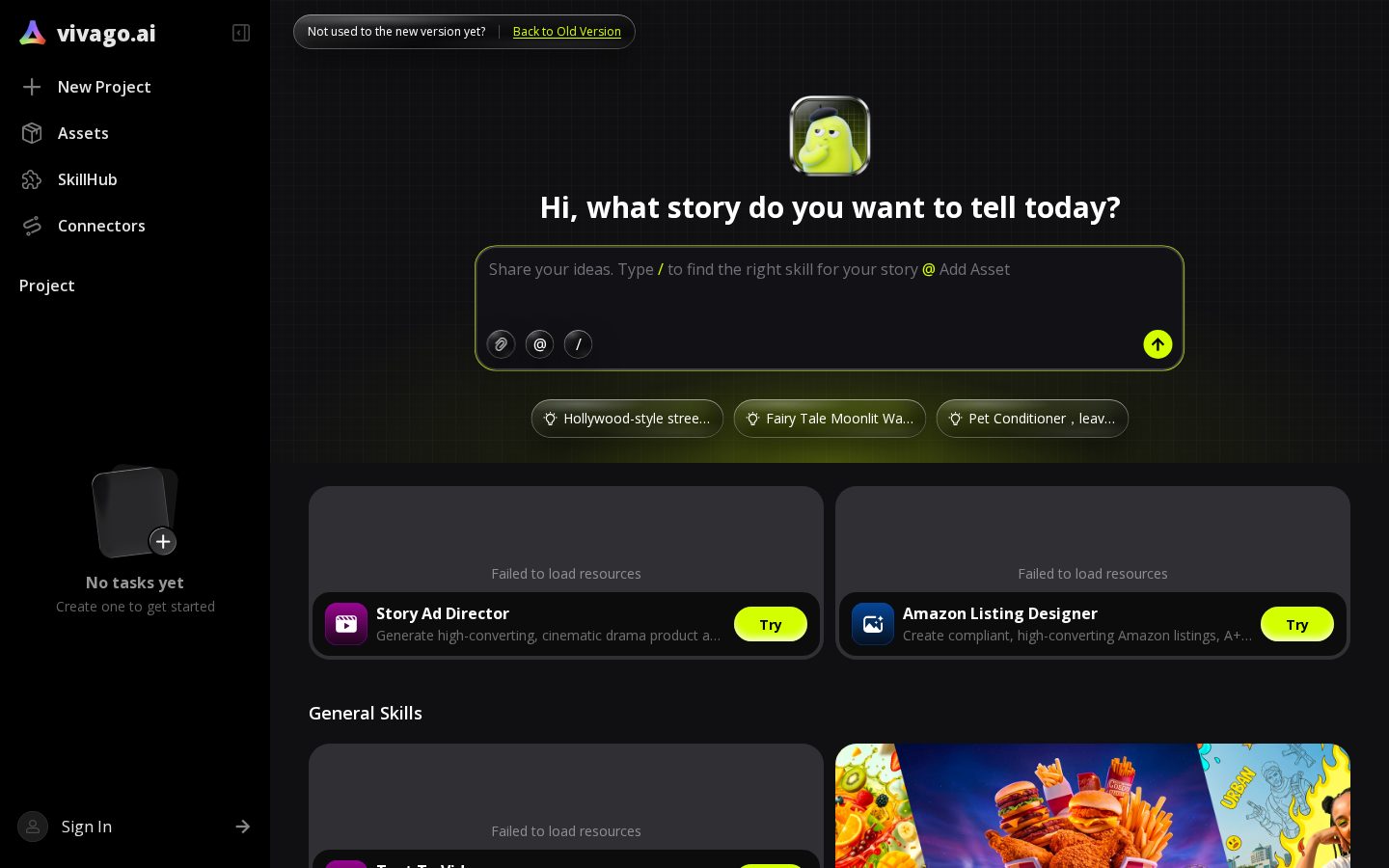 Vivago Video Agent Homepage
