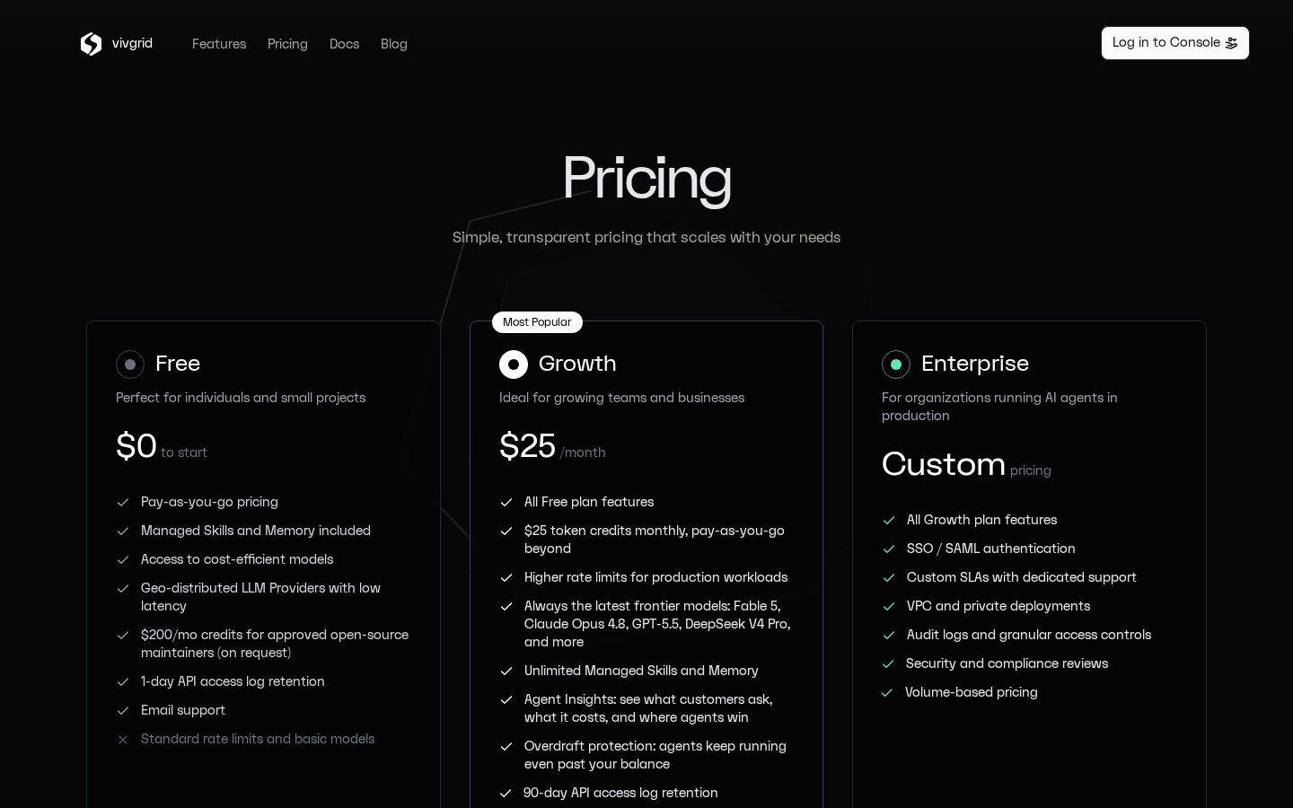 vivgrid Pricing