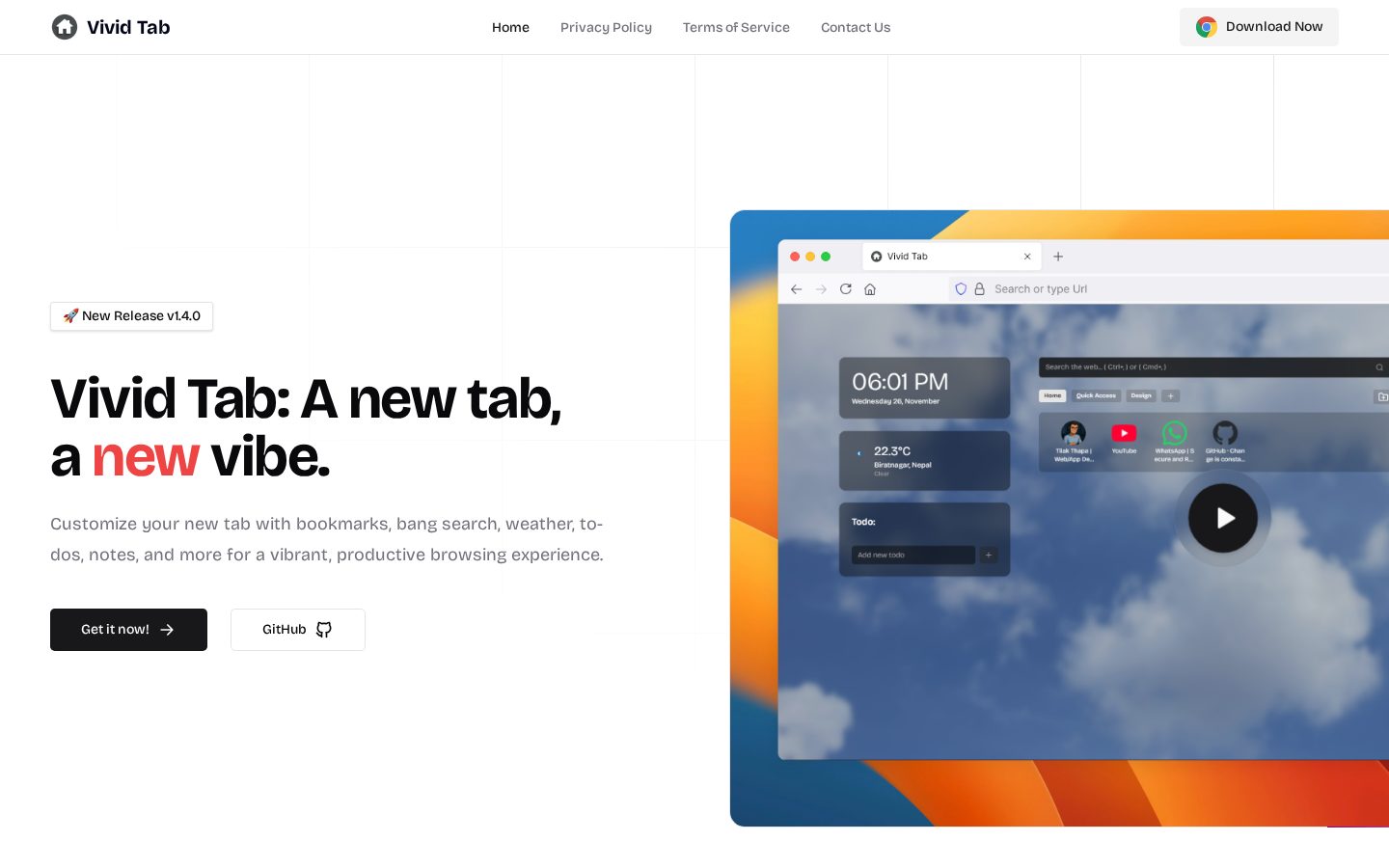 Vivid Tab Homepage