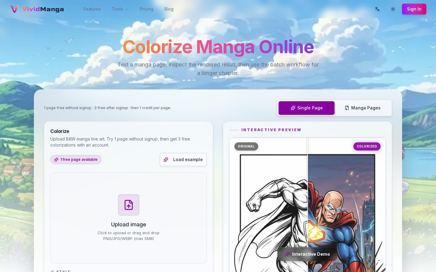 VividManga Homepage