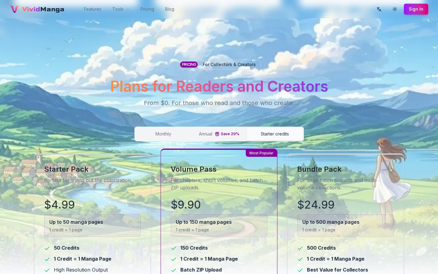 VividManga Pricing