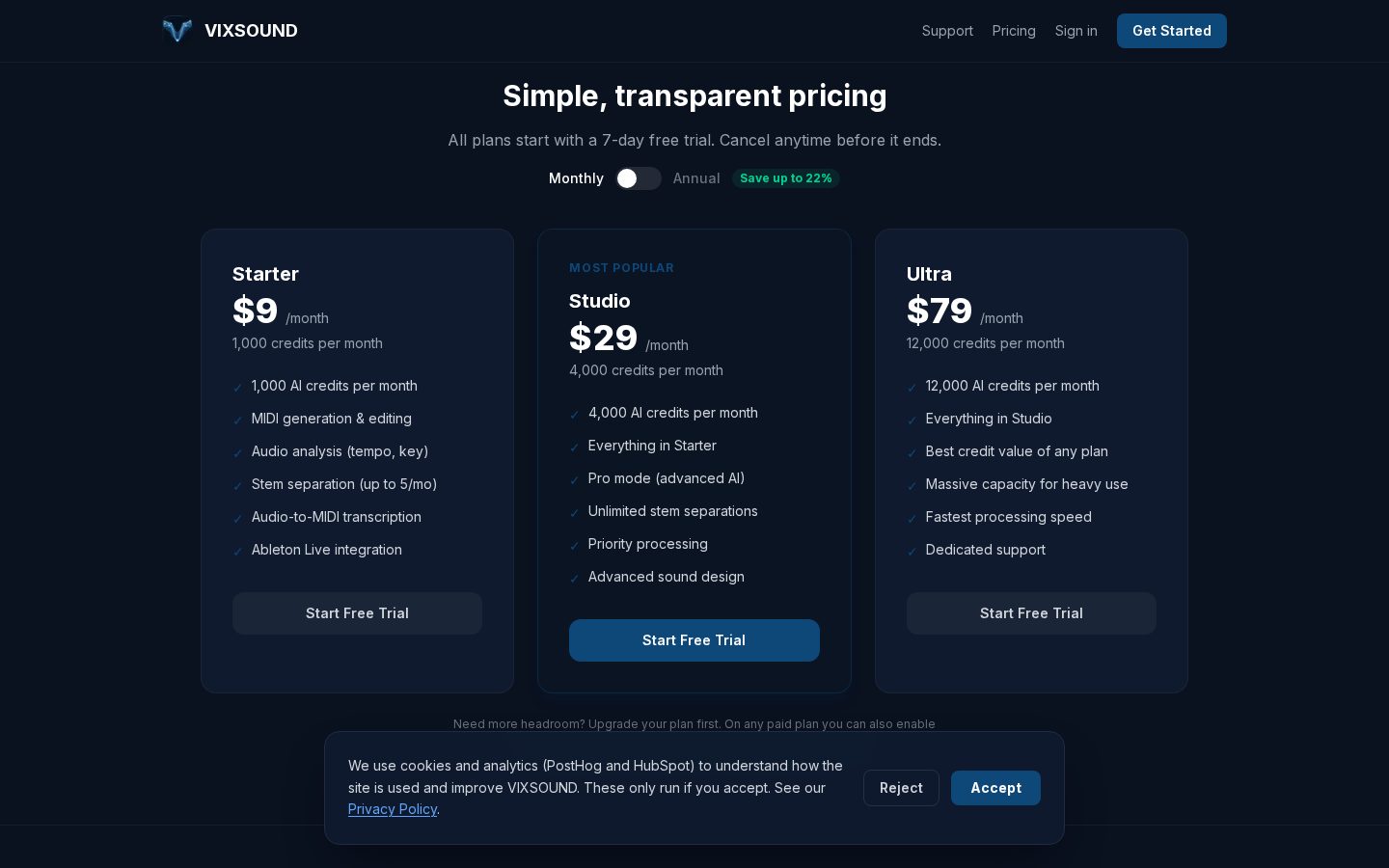 VixSound Pricing