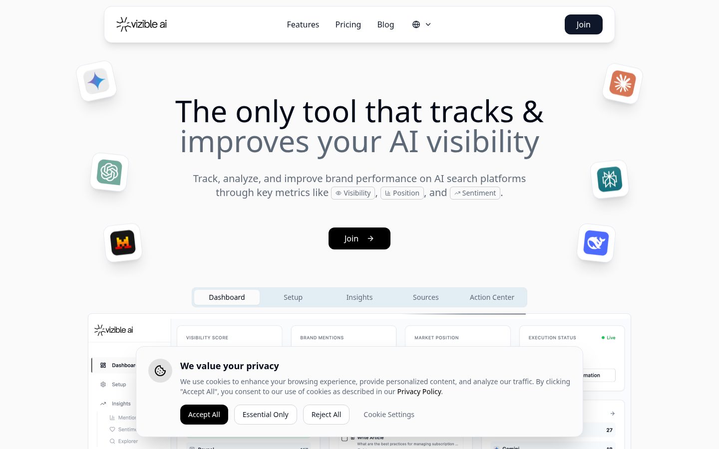 Vizible AI Homepage
