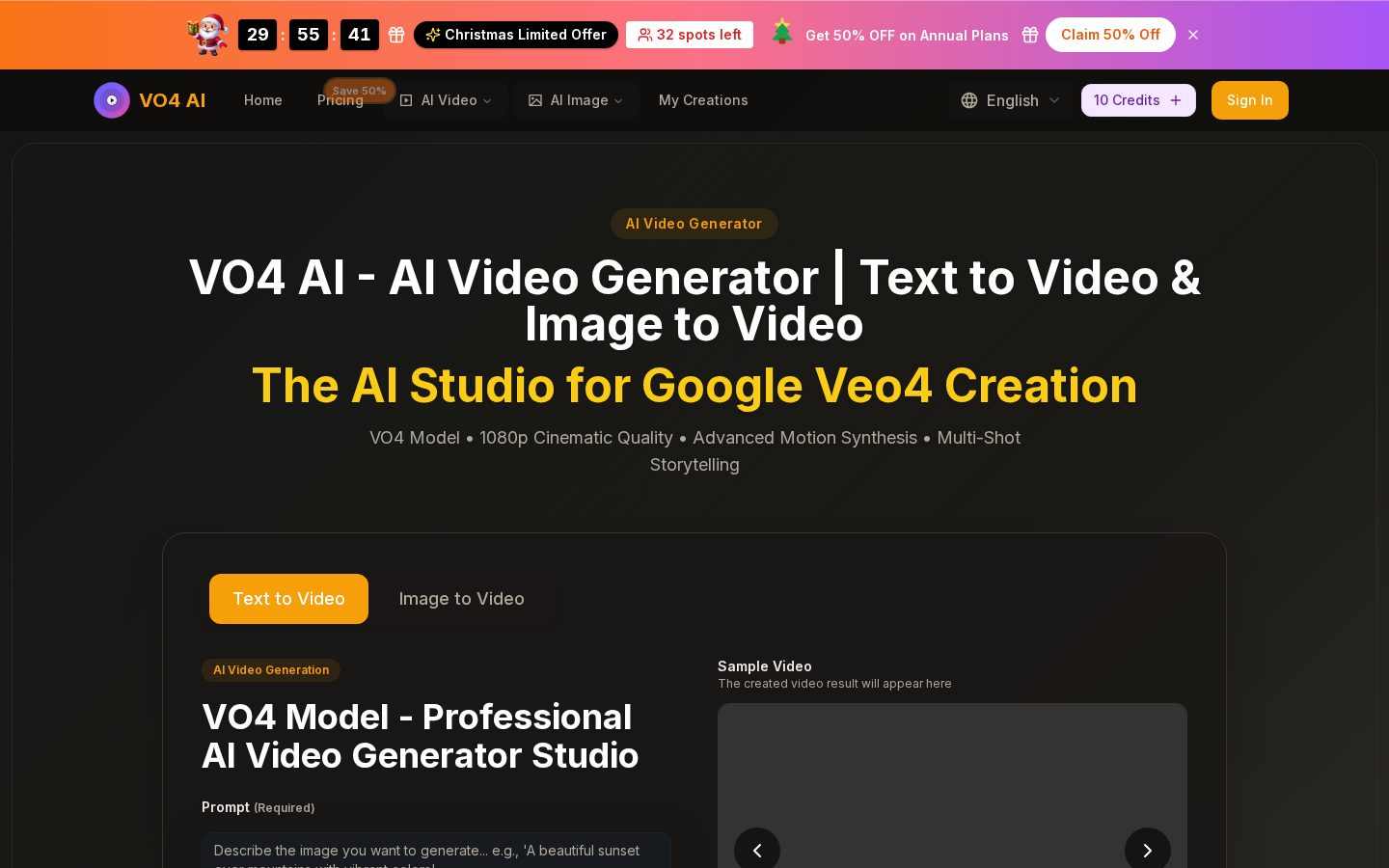 vo4 ai Homepage