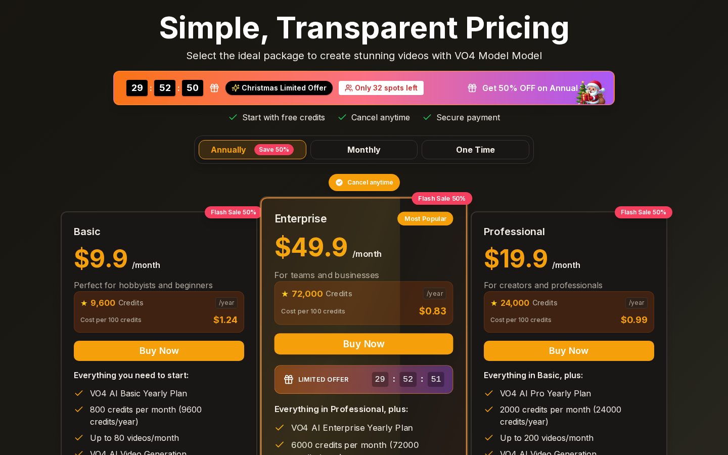 vo4 ai Pricing