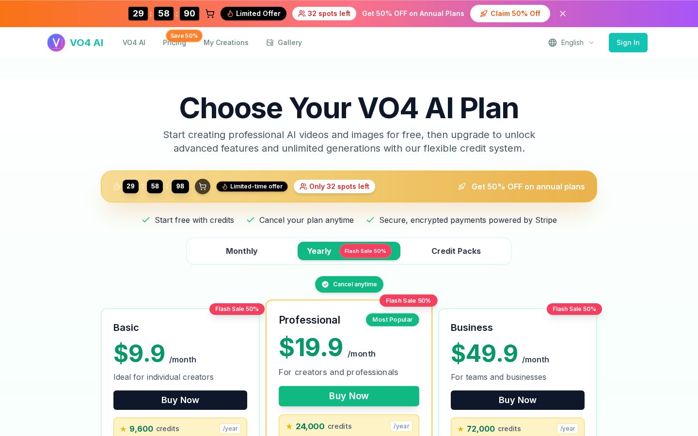 vo4 video Pricing