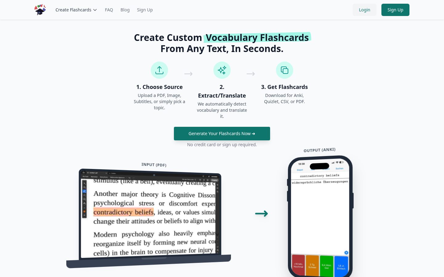 VocabGenerator Homepage
