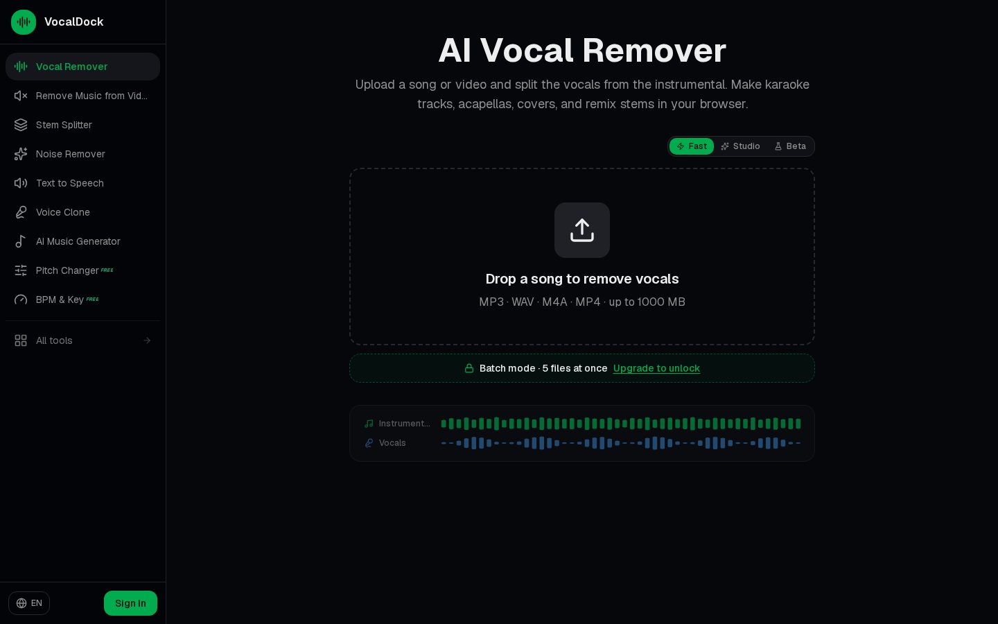 VocalDock Homepage