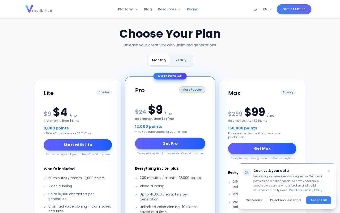 VocalLab AI Pricing