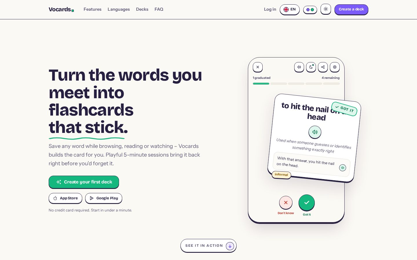Vocards Homepage
