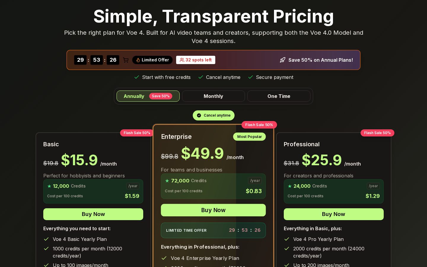 voe4 ai Pricing