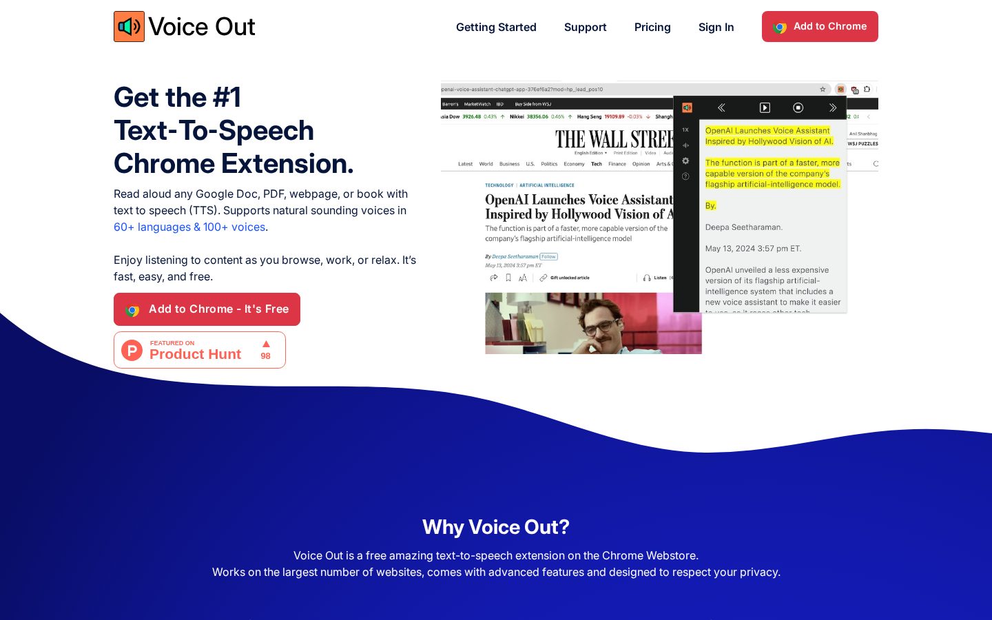 Voice Out Homepage
