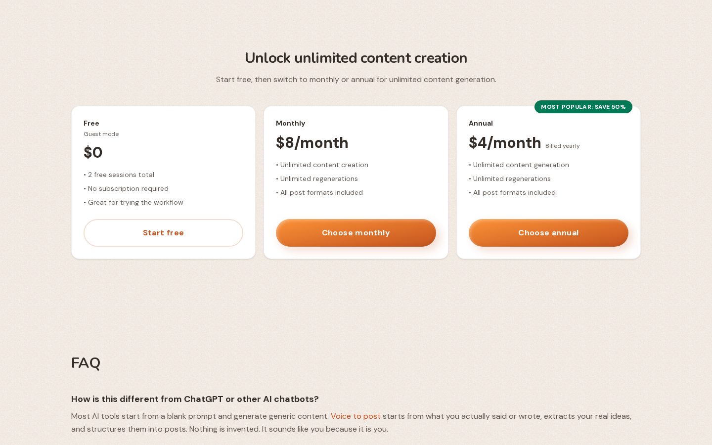 Voice to Post Pricing