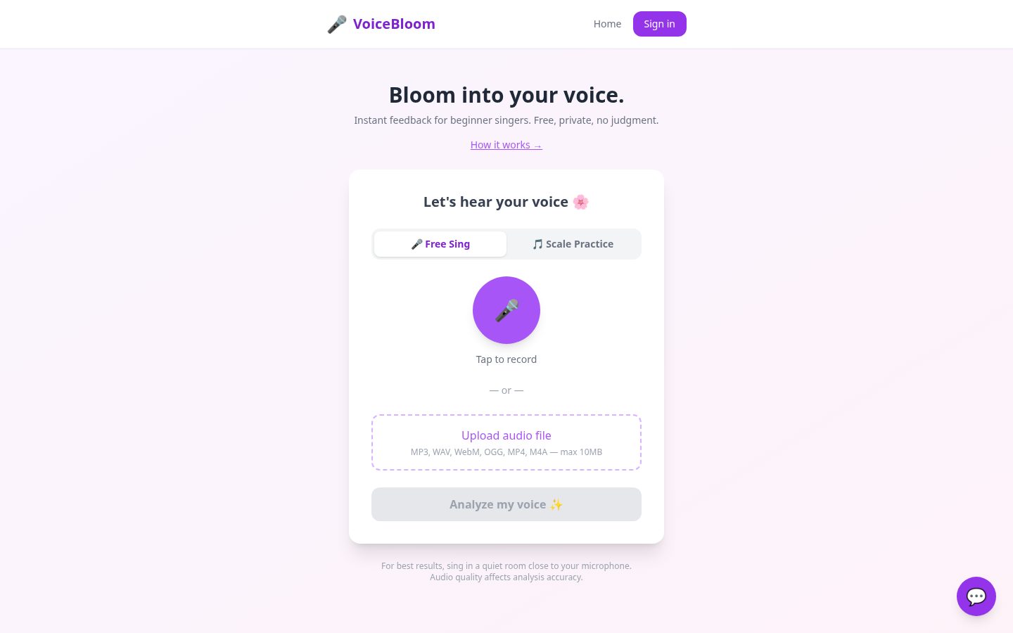 VoiceBloom Homepage