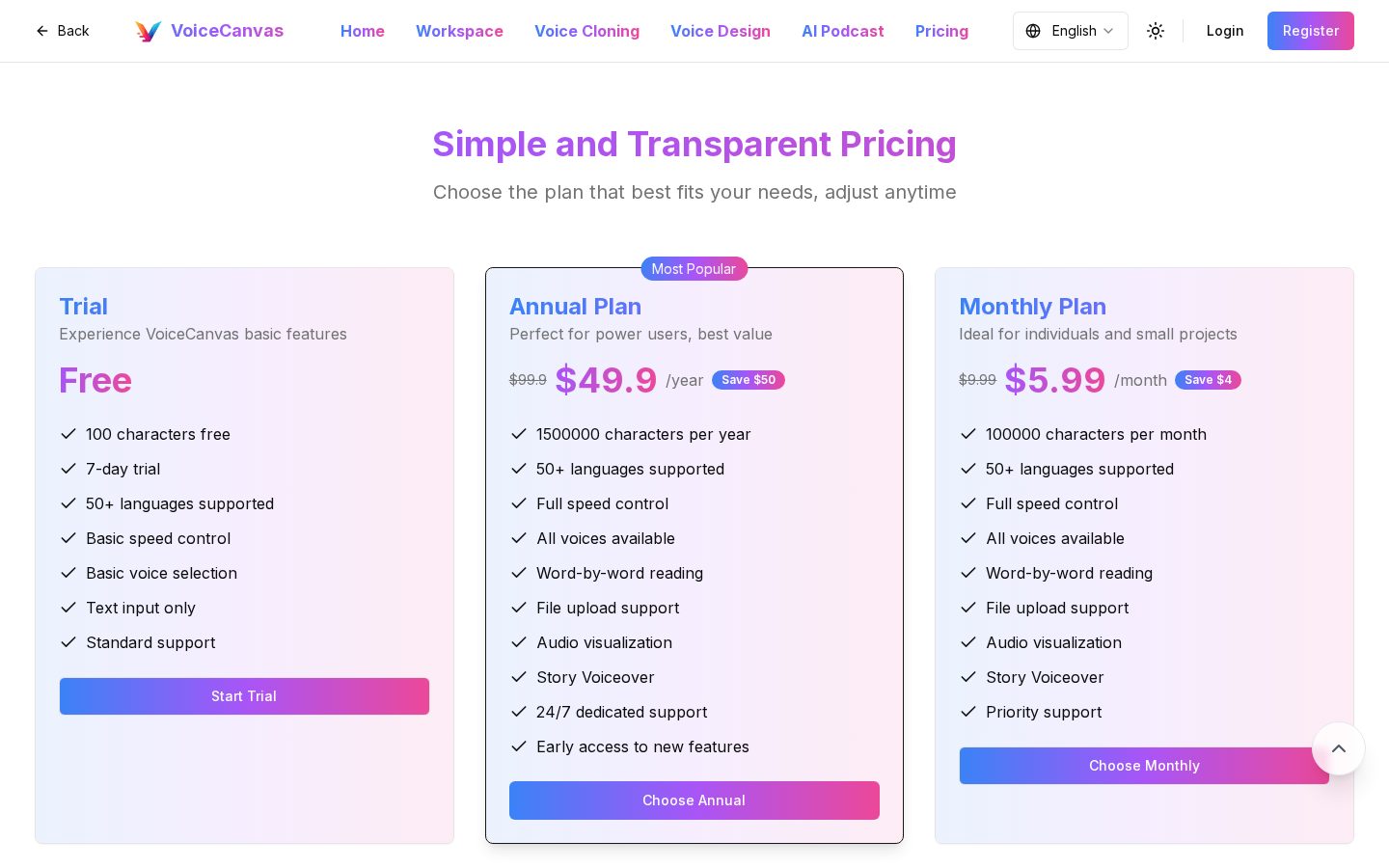 VoiceCanvas Pricing