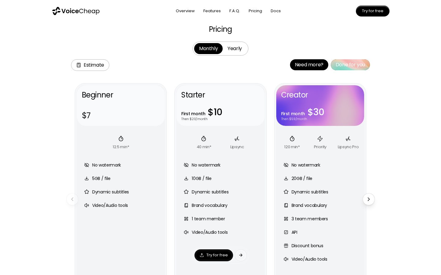 VoiceCheap Pricing