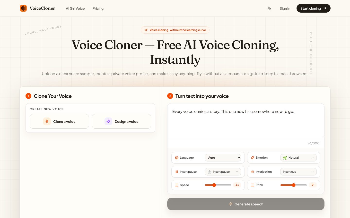 VoiceCloner Homepage