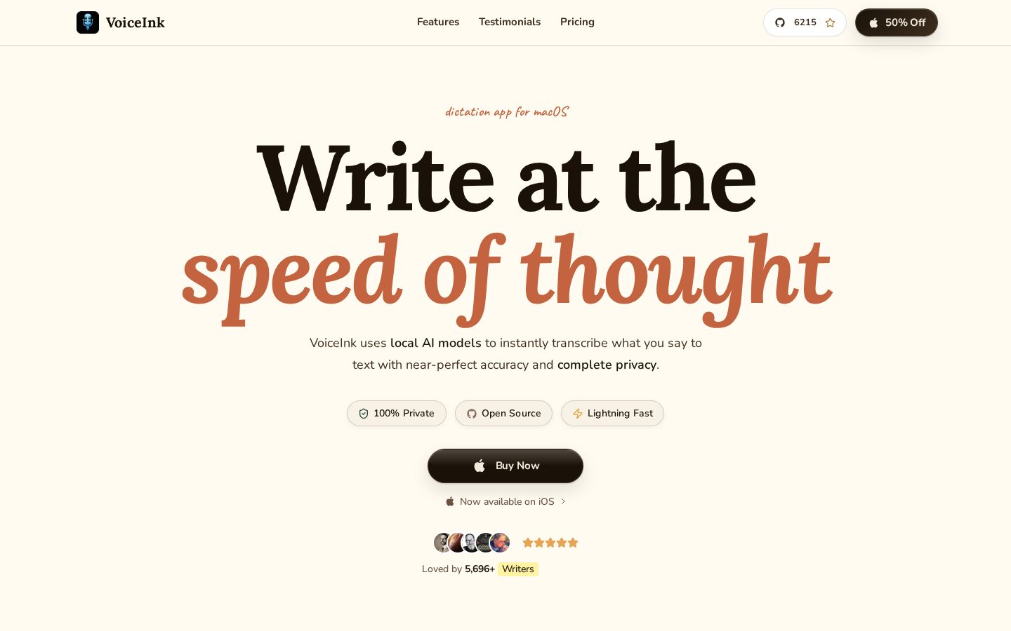 VoiceInk - Transform Speech to T Homepage