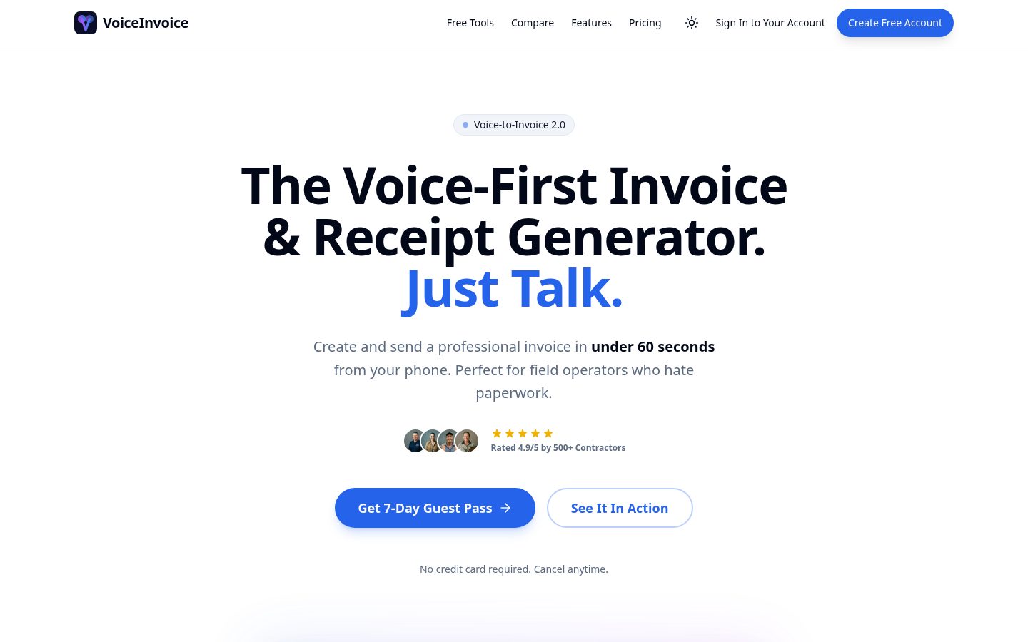 VoiceInvoice Homepage